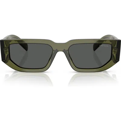 Prada 56mm Rectangular Sunglasses In Grey Green