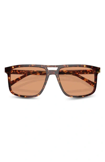Prada 56mm Rectangular Sunglasses In Brown