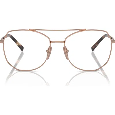 Prada 56mm Round Optical Glasses In Gold