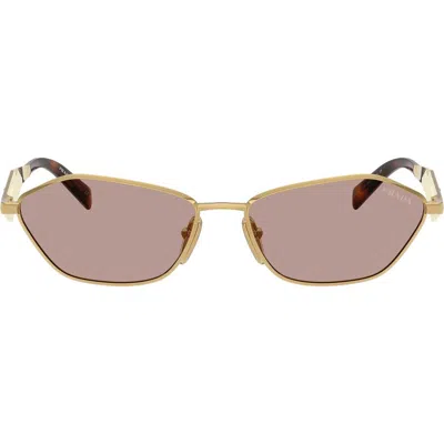 Prada 57mm Irregular Sunglasses In Gold