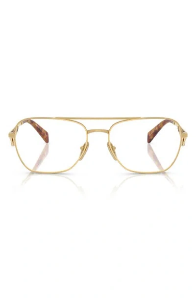 Prada 57mm Pilot Optical Glasses In Gold