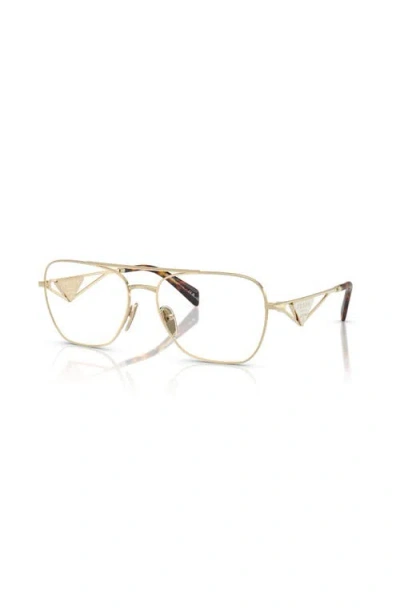 Prada 57mm Pilot Optical Glasses In Gold