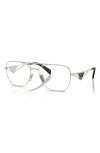 Prada 57mm Pilot Optical Glasses In Silver