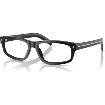 Prada 57mm Rectangle Optical Glasses In Black