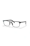Prada 57mm Rectangle Optical Glasses In Black