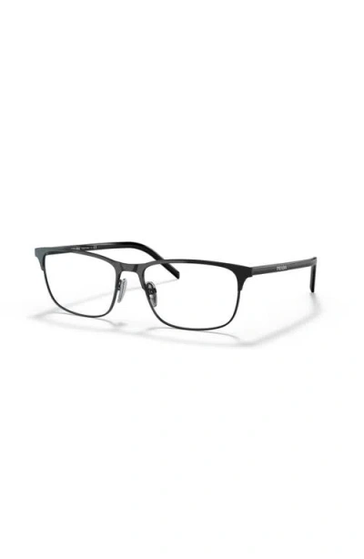 Prada 57mm Rectangle Optical Glasses In Black
