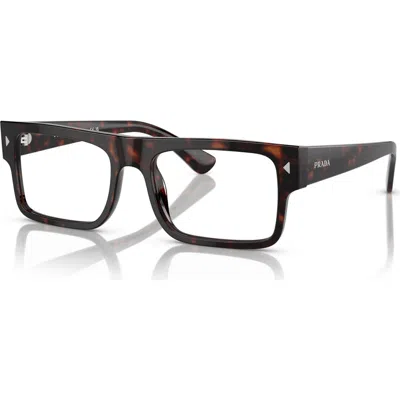 Prada 57mm Rectangle Optical Glasses In Multi