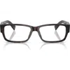 Prada 57mm Rectangular Optical Glasses In Black