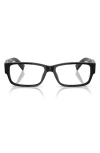 Prada 57mm Rectangular Optical Glasses In Black