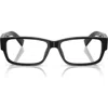 Prada 57mm Rectangular Optical Glasses In Black