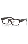 Prada 57mm Rectangular Optical Glasses In Brown Havana
