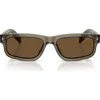 Prada 57mm Rectangular Optical Glasses In Dark Brown