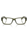 Prada 57mm Rectangular Optical Glasses In Transparent Green