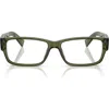 Prada 57mm Rectangular Optical Glasses In Transparent Green