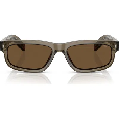 Prada 57mm Rectangular Sunglasses In Dark Brown