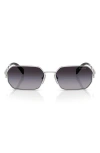 Prada 58mm Gradient Rectangular Sunglasses In Silver