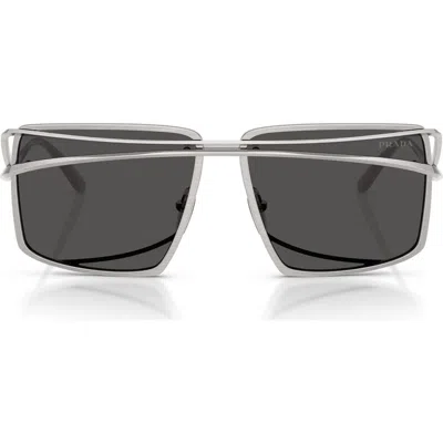 Prada 58mm Irregular Sunglasses In Metallic