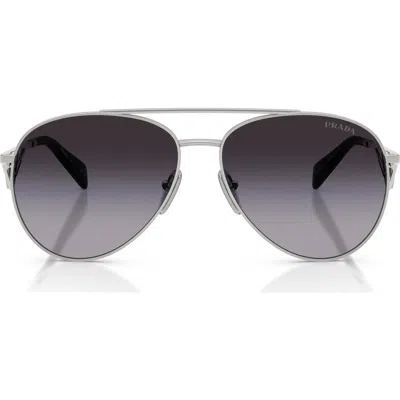 Prada 58mm Pilot Sunglasses In Blue