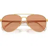Prada 58mm Pilot Sunglasses In Gold