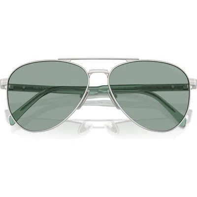 Prada 58mm Pilot Sunglasses In Silver/teal