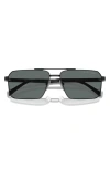 Prada 58mm Polarized Rectangular Sunglasses In Black