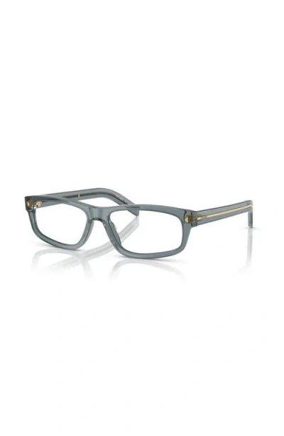Prada 58mm Rectangle Optical Glasses In Gray