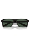 Prada 58mm Rectangular Sunglasses In Black Green