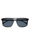 Prada 58mm Rectangular Sunglasses In Brown/dark Blue