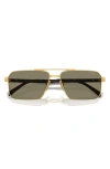 Prada 58mm Rectangular Sunglasses In Gold/ Lite Brown