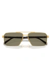 Prada 58mm Rectangular Sunglasses In Gold/lite Brown