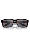 Prada 58mm Rectangular Sunglasses In Matte Black