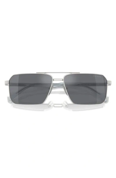 Prada 58mm Rectangular Sunglasses In Silver
