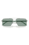 Prada 58mm Rectangular Sunglasses In Silver/teal