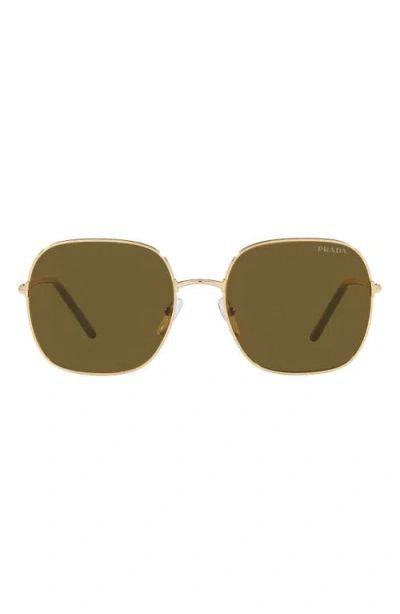 Prada 58mm Round Blue Light Blocking Glasses In Dark Brown