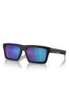 Prada 58mm Square Sunglasses In Black/ Blue Green