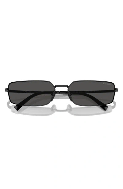 Prada 59mm Rectangular Sunglasses In Black/gray Solid