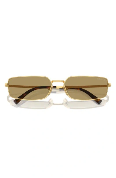Prada 59mm Rectangular Sunglasses In Gold/tan Solid