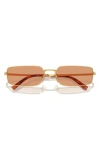 Prada 59mm Rectangular Sunglasses In Gold/ Peach