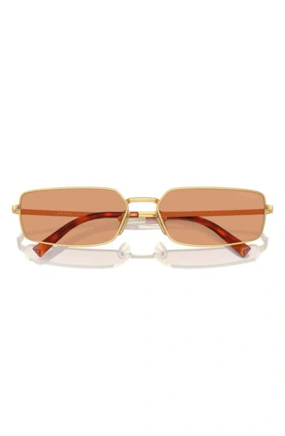 Prada 59mm Rectangular Sunglasses In Gold/ Peach
