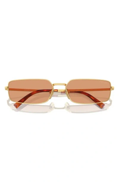Prada 59mm Rectangular Sunglasses In Gold/peach