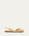 Prada 5mm Raffia Slingback Flats In Brown
