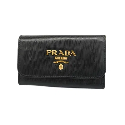 Prada 6 Keys Leather Wallet () In Black