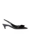 Prada Elegant Leather Slingback Pumps With Pointed Toe In Black