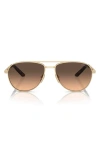 Prada 60mm Pilot Sunglasses In Matte Pale Gold