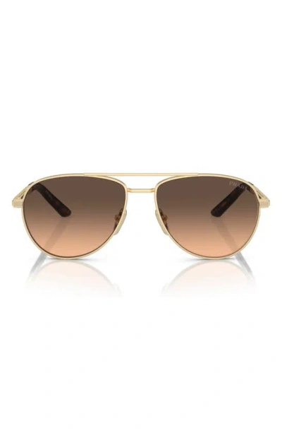 Prada 60mm Pilot Sunglasses In Matte Pale Gold