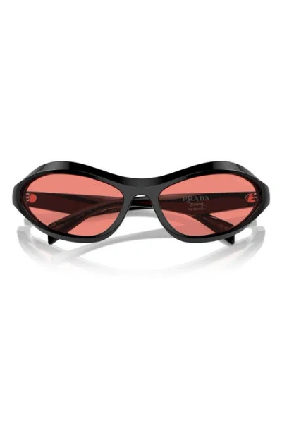 Prada 61mm Oval Sunglasses In Black