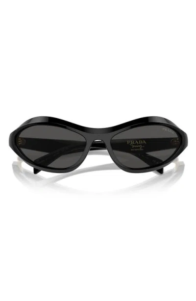 Prada 61mm Oval Sunglasses In Dark Grey