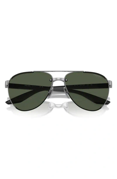 Prada 61mm Pilot Sunglasses In Gunmetal