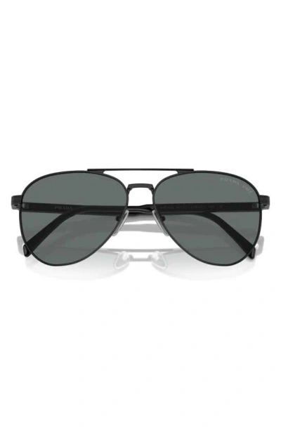 Prada 61mm Polarized Pilot Sunglasses In Black