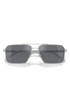 Prada 58mm Rectangular Sunglasses In Silver